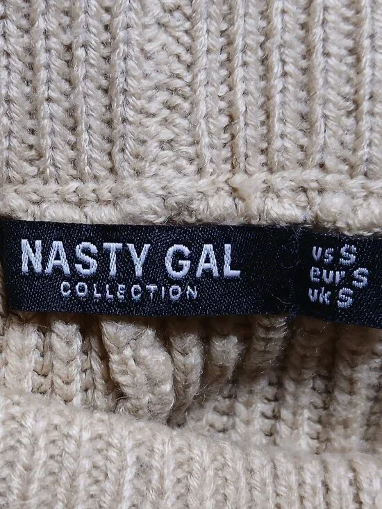 NASTY GAL Camel Ribbed Knit High Waist Wide Leg Pull on Pants - Picture 10 of 10